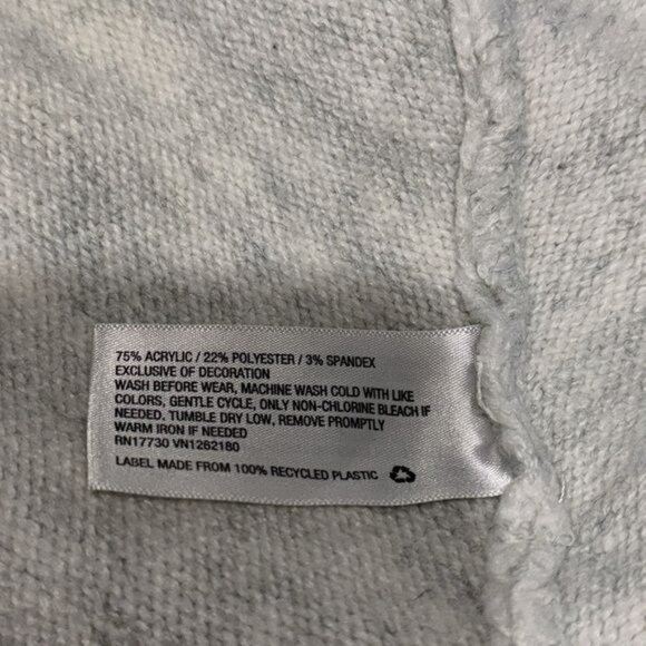 Cat & Jack L/XL Gray Cardigan With Colorful Pom Poms Cozy Knit Made From Recycle - Picture 4 of 9